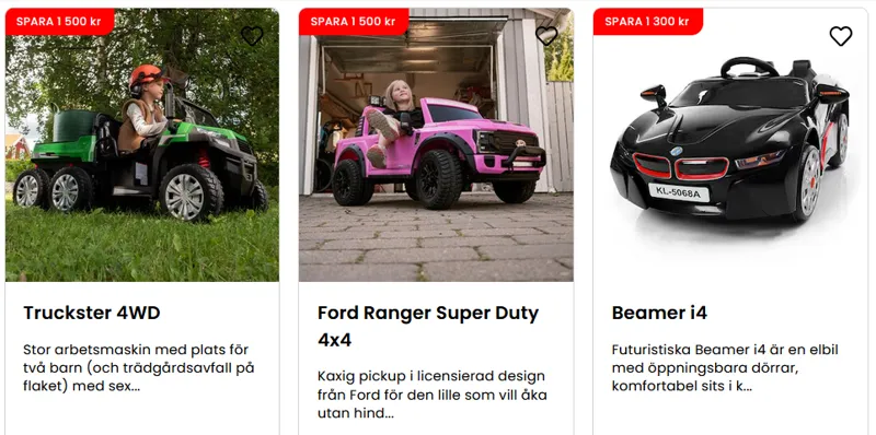 Exempel på populära modeller i svenska butiker