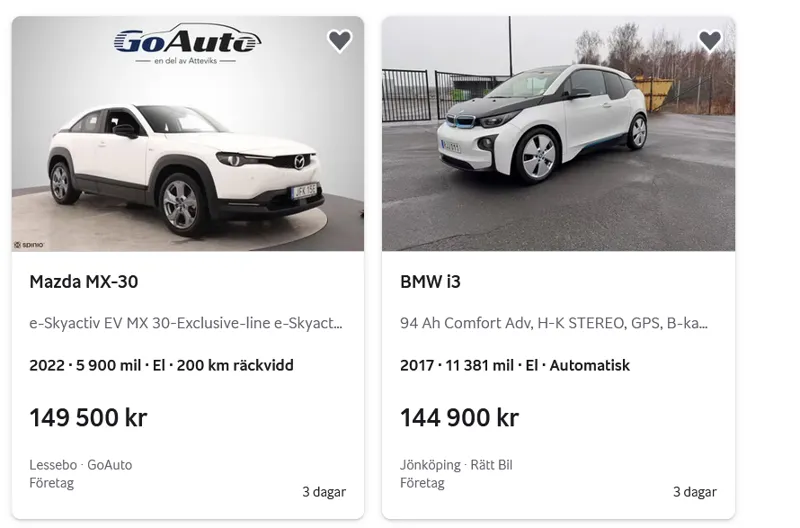 Kan man hitta billig begagnad elbil för under 150 000 kr