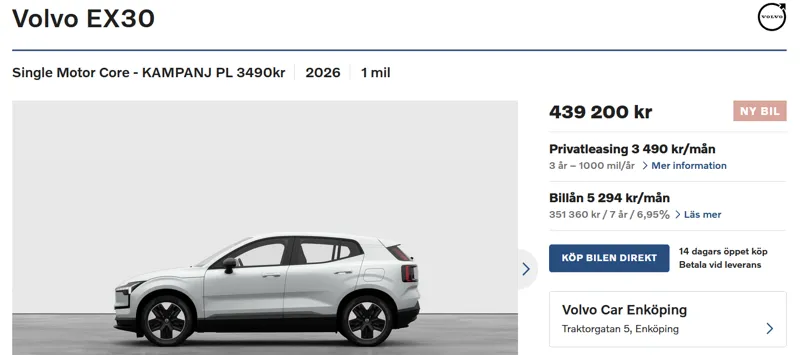 Volvo elbil i privatleasing